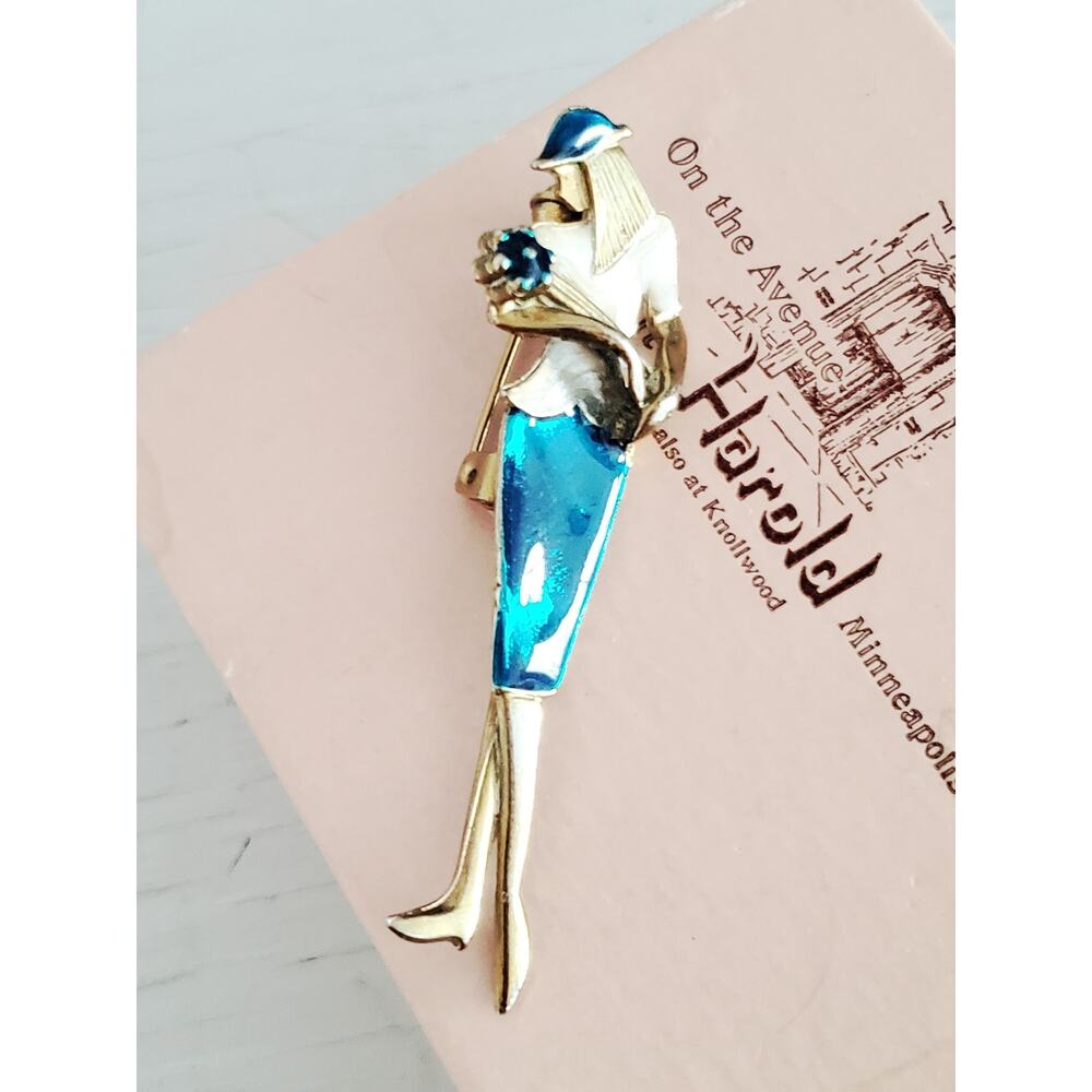 Vintage Woman with Flower Brooch